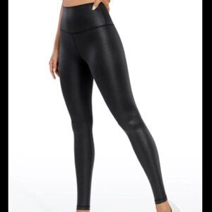 Wet Seal High Waisted Full Length Faux Leather Look Leggings - Small in Black